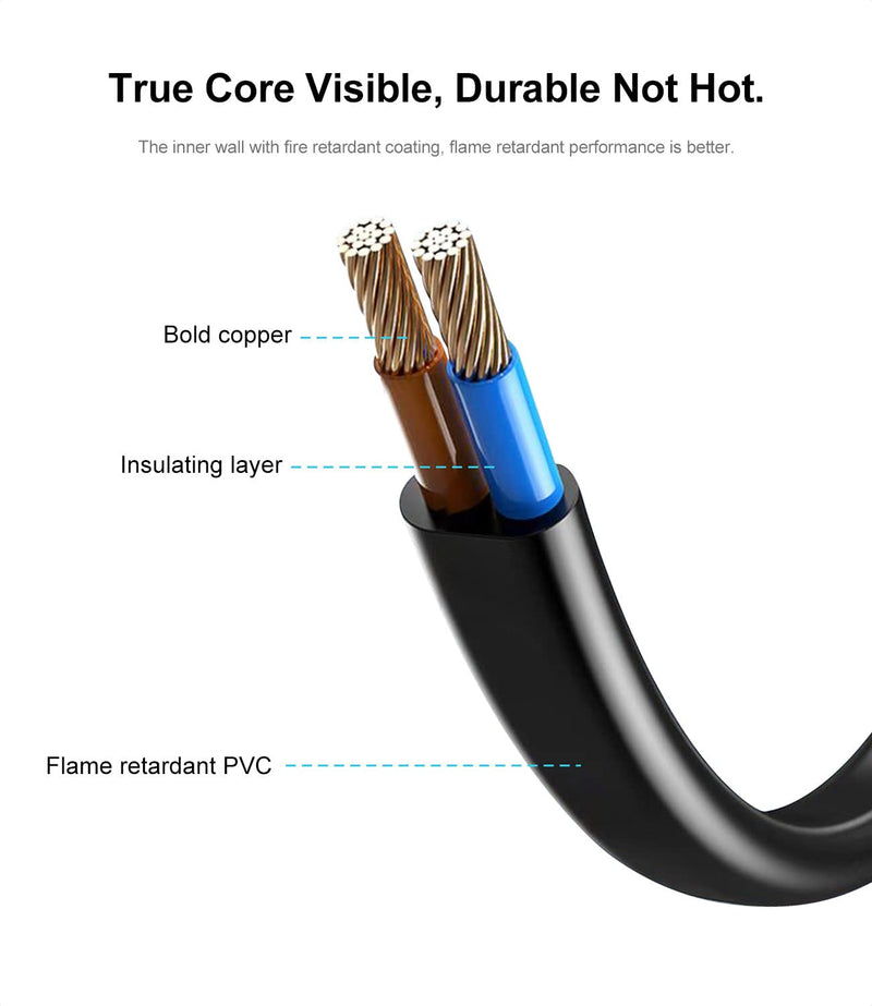 6FT AC Power Cord fit for Universal 2 Prong Power Cable（See Details for More Compatible Device Models） 6 Feet