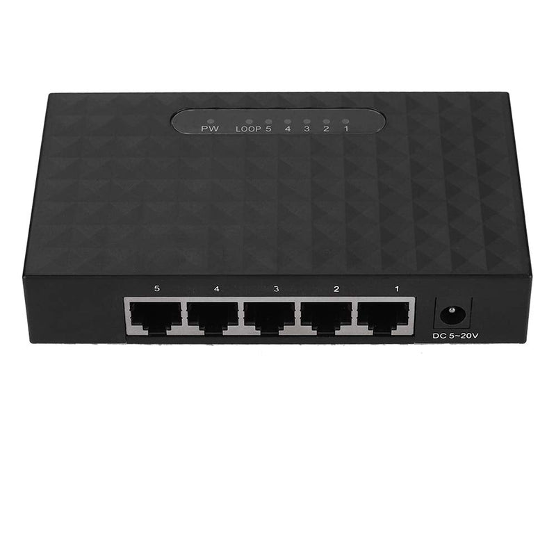 Sonew Gigabit Ethernet Switch, 5 Port Fast 10/100/1000Mbps Ethernet LAN Hub Network Gigabit Switch, Full/Half Duplex Adaptive Mode, Black(US Plug) US Plug