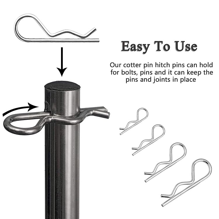 Heavy Duty Adjustable Clevis Pin Kit , 7/16 x 2.5inch Fastener Tool Zinc Steel 8 Holes W/ Matching R- Clip (8Sets) 8Sets