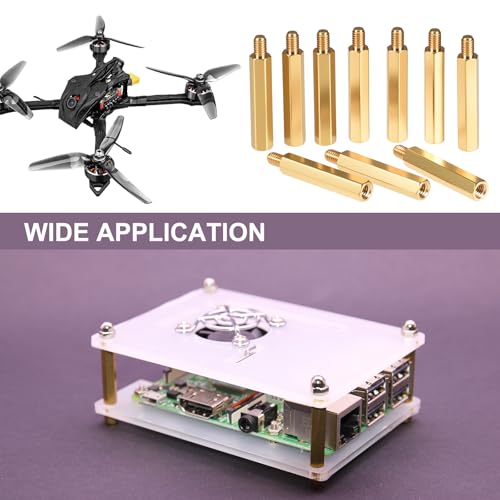 uxcell M4 Hex Brass Standoff Spacer 20mm+6mm Male-Female Threaded Pillar Screw Nut Kit for PCB Motherboard Computer Circuit Board, 20 Sets