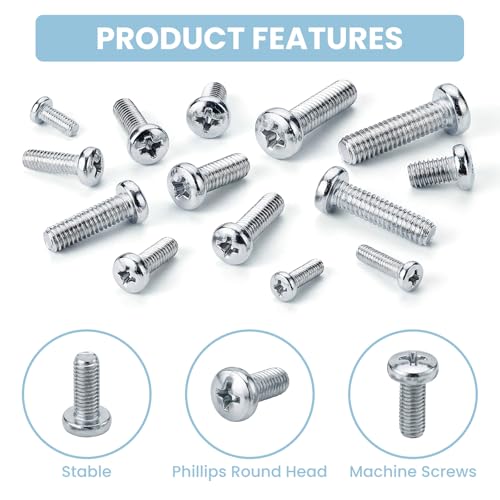 800Pcs Tiny Screws, 16 Sizes Metric Micro Machine Screws Assortment Kit