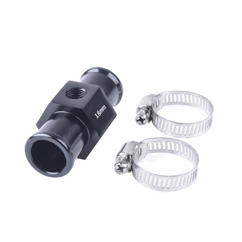 Aluminum Water Temp Joint Pipe Water Temp Meter Temperature Gauge Joint Pipe Radiator Sensor Adaptor Clamps Black 18mm