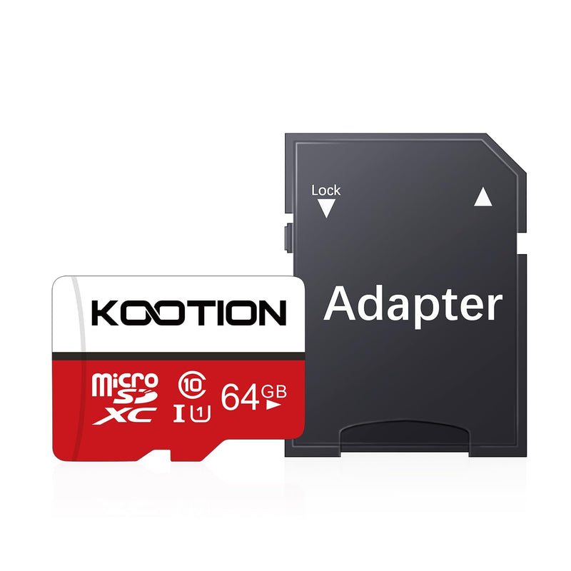 KOOTION 64GB Micro SDXC Memory Card Class 10, UHS-1 Micro SD Card with Adapter, U1, C10, TF Flash Memory Card 1-Pack