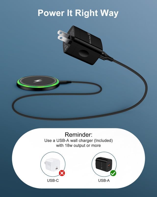 15W Wireless Charger for Google Pixel 10 Pro XL/10a/9 Pro XL/8 Fast Charge | Cordless Charging Pad with QC 3.0 USB Charger Block + USB-C Cable Cordless Charge Station Phone Charger for Android Wire less Black