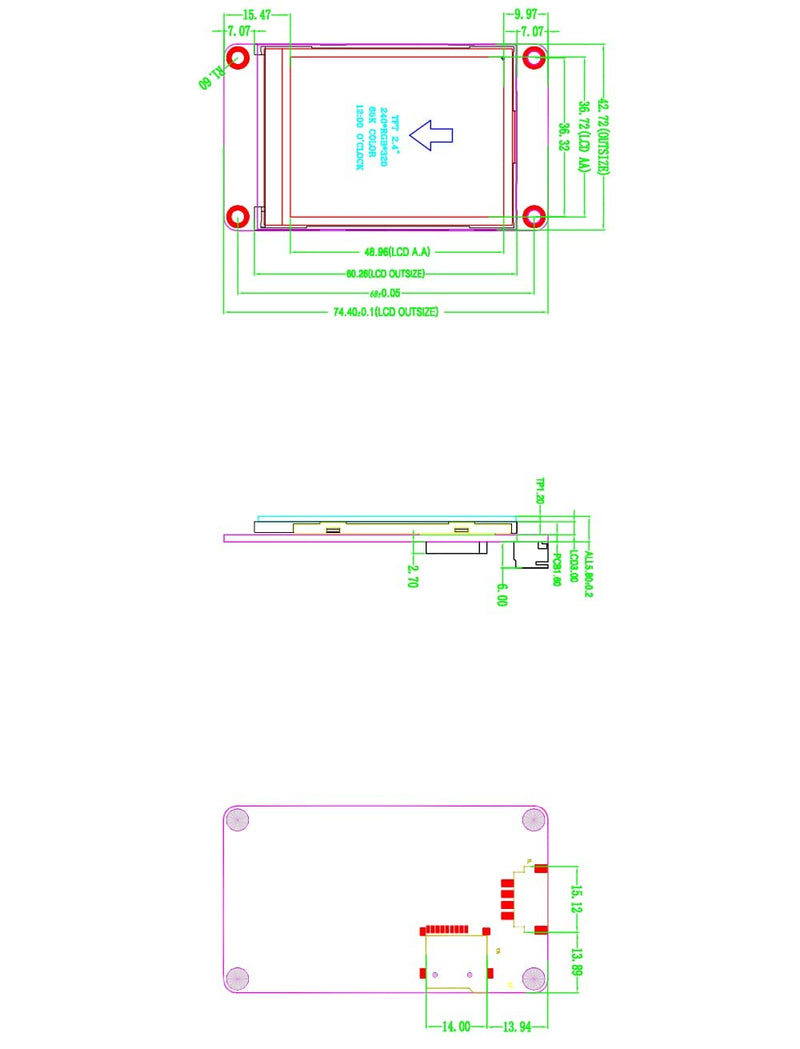 English Nextion Enhanced 2.4'' HMI USART UART Serial TFT Touch Display Module Screen Panel (NX3224K024) Enhanced 2.4"