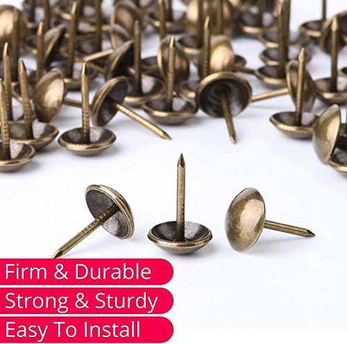 11mmx17mm Brass Sofa Upholstery Tacks Wooden Furniture Decorative Tacks Thumb Nails Home DIY Upholstery Nails Heads 100Pcs (Bronze, 7/16")