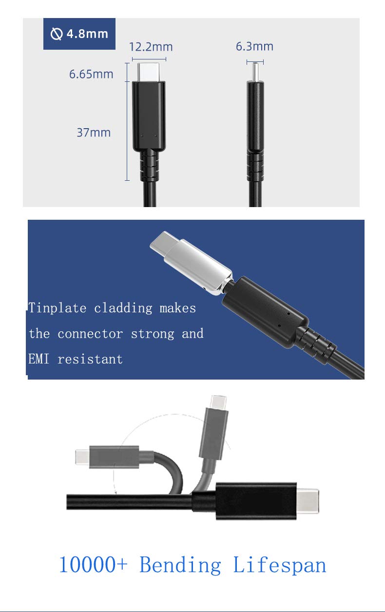 USB4/Thunderbolt 4 Cable 40Gbps 8K Video and 100W Charging Full-Featured USB C Cable Compatible with Thunderbolt 3 for iPhone15 Pro MacBook,External SSD,eGpu,Type C Docking Station (0.8)