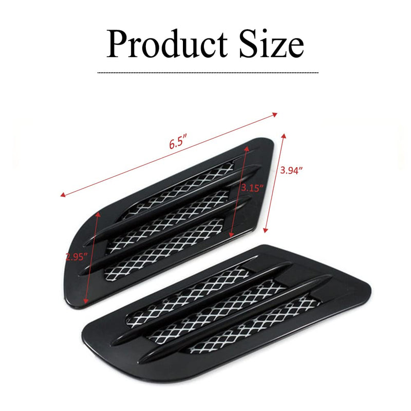 1 Pair Auto SUV Universal Car Side Mesh, Universal Car Side Mesh, Vent Air Flow Fender Decoration Sticker, Car Side Mesh Vent Decoration Fit for All Cars (Black) Black