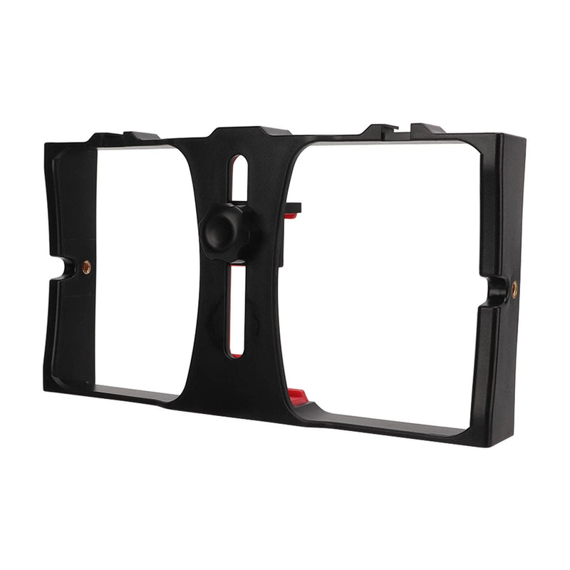Generic Portable Phone Video Camera Cage Smartphone Video Rig with 3 Cold Shoe Mounts 1/4in Screw Holes for Live Streaming Vlogging Filmmaking (Red) Red