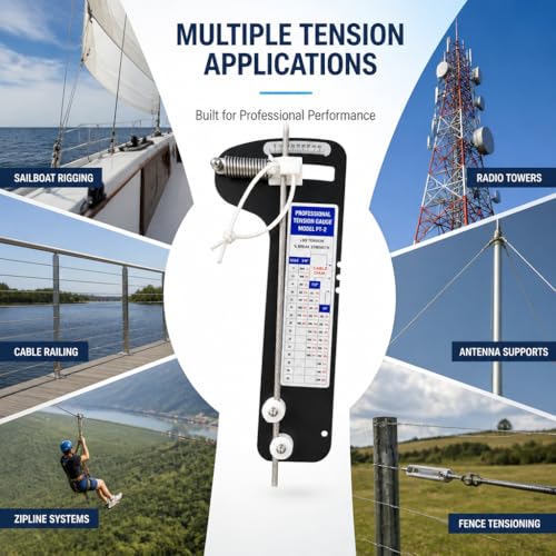 PT-2 Sailboat Rigging Tension Gauge | 2000 lbs | for 3/16" 7/32" 1/4" Cables (L) L