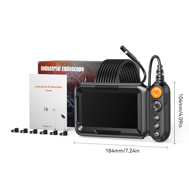 Dual-Lens Endoscope Camera with Light, Borescope with 5" IPS Screen, Photo & Record Video Inspection Cameras with 32G SD Card, IP67 Waterproof Snake Camera, Tools Cool Gadgets for Men (16.5FT)
