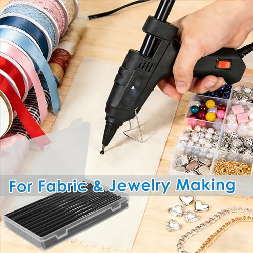 Hot Glue Gun Sticks: Black Full Size 0.43" X 7.9" for DIY Lovers - 24 Pack High Adhesion for Home Craft, Birthday Christmas Greeting Card, Fabric & Jewelry Making with Storage Box