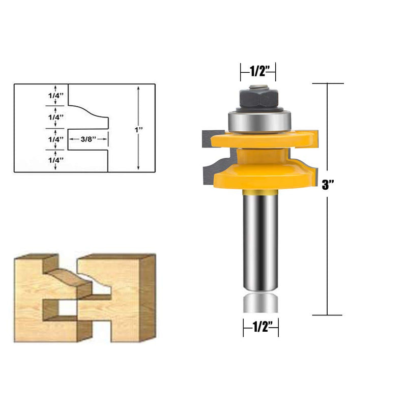 LEATBUY Woodwork Router Bits Set 1/2 Inch Shank Router Bit 3PC Half Round Wood Door Cabinet Shelf Edge Cutting Router Bits Sets Radius 1/8", Woodworking Milling Tool Router Set Cutter (KY4) KY4