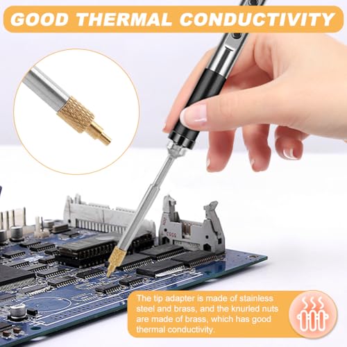 Heat Set Insert Tool M2 M2.5 M3 M4 M5 M6 M8 Hot Mel-t Brass Knurled Nut Embedded Insertion Tip Adapter Kit 3D Printed Parts Install for TS100 TS101 Pine64 936 Soldering Iron Heat Set Insert Tool Kit Silver+gold