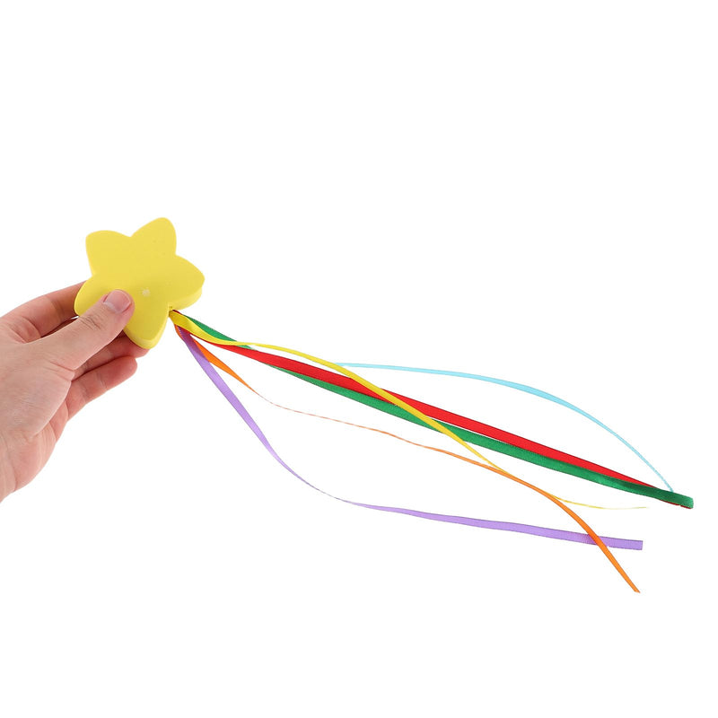 LUOZZY 2 Pcs Yellow Star Car Antenna Toppers with Ribbon for Vehicle Roof Decorations 8CM