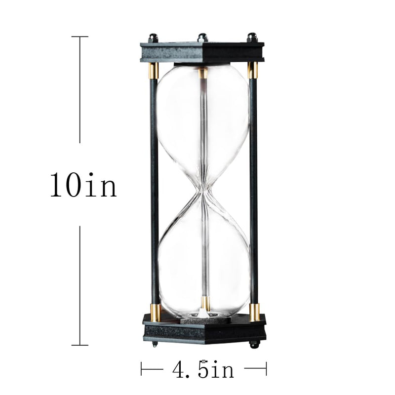 Fillable Hourglass Timer, Hexagon Wooden Frame Decorative Sand Timer (Empty Hourglass, Large Size)