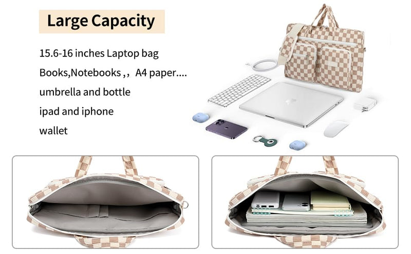 canvaslife 15-15.6-inch laptop backpack, shoulder bag, handbag, waterproof briefcase Khaki Check