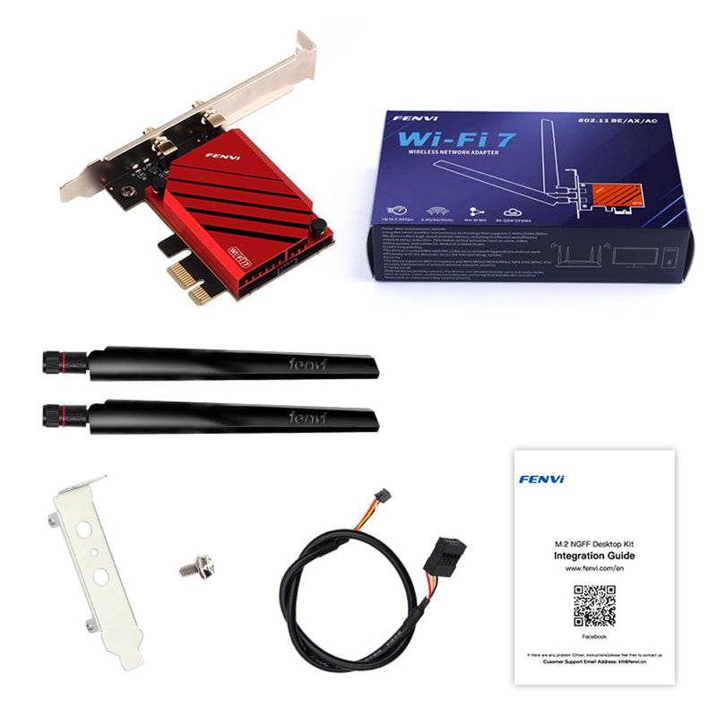 FENVi PCIE WiFi Adapter for Desktop WiFi 7 BE200 Tri-Band PCIe Network Adapter with 8774Mbps Speed and BT5.4, Compatible with Windows 11/10, Not for AMD Motherboards