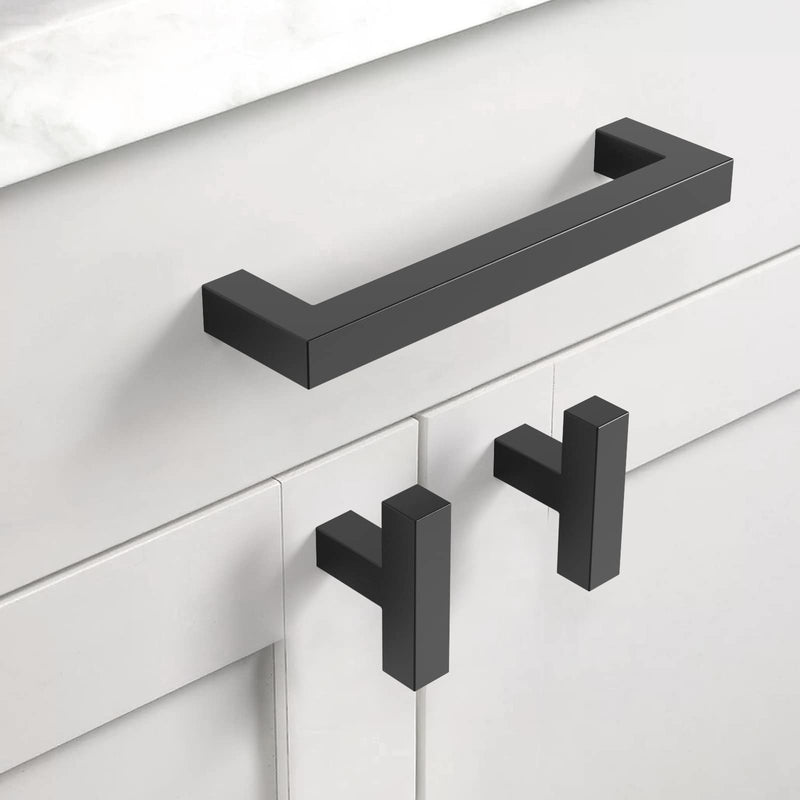 Asidrama 10 Pack 5 Inch(128mm) Matte Black Kitchen Cabinet Handles, Stainless Steel Cabinet Pulls Kitchen Cabinet Hardware for Cupboard Drawer Handles Dresser Pulls 5" Hole Center(128mm) Pull