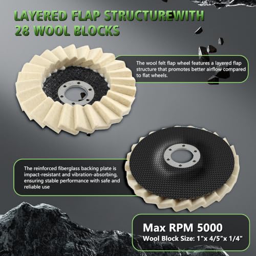12Pcs Wool Felt Flap Polishing Disc 4-1/2" Buffing Polishing Wheels for Angle Grinder 7/8" Arbor High Density Wool Polishing Wheel for Metal Wood Surface Buffing White 4.5 12