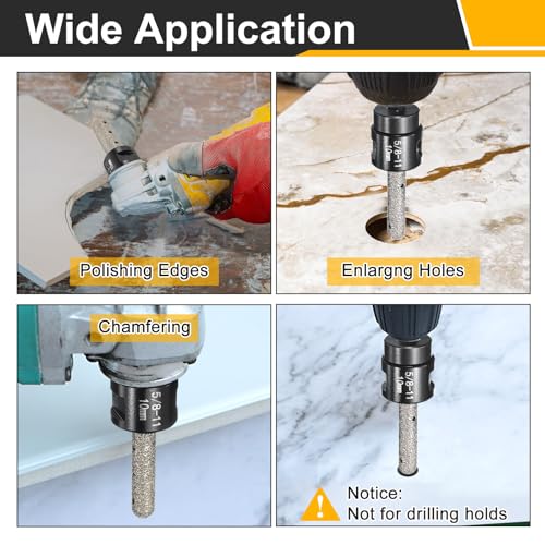 HARFINGTON 2pcs Diamond Finger Shaped Milling Bit 15mm 2 Holes with 5/8"-11 Thread for Enlarging Shaping Milling Existing Holes on Marble Countertop, Black