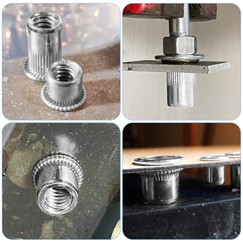 320Pcs Metric & SAE Rivet Nuts Kits, 304 Flat Head Rivnut, Silver 320pcs-Metric&SAE Kits