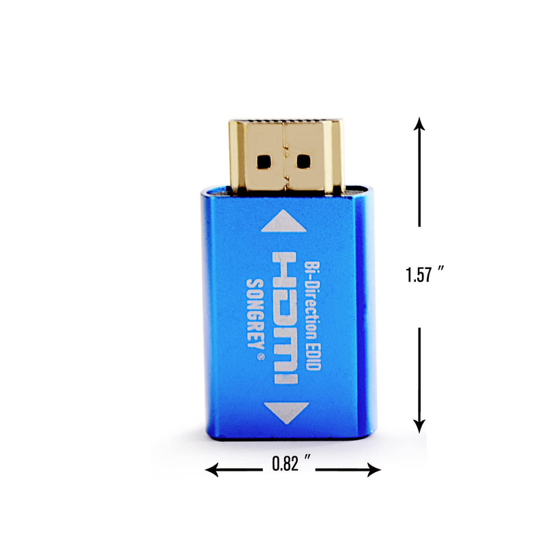 EDID Emulator 2K HDMI Passthrough 4th Generation Aluminum Fit Headlesskeep for Video Splitter Switch Extender Pass-Through Adapter Male to Female Coupler Dummy Plug (hdmi2560x1440) 2K 2560×1440