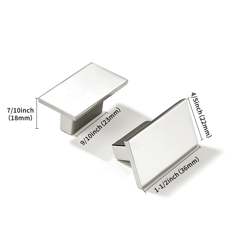 khtumeware 10 Pack Square Zinc Cabinet Knobs for Drawers and Cupboards-Screw-On,1-9/16 Inch Diameter,Polished Nickel Finish,5/8 Inch Hole Center(Perfect for Kitchen, Bathroom & Furniture Hardware) Polished Nickel