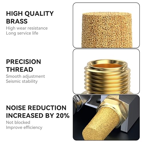 Air Pneumatic Mufflers, 1/8" Male Thread Sintered Bronze Exhaust Muffler Silencer (Pack of 10) 1/8" Male(10Pcs)