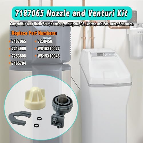 7187065 Water Softener Nozzle and Venturi Assembly Compatible with GE, Kenmore, Morton, Whirlpool, NorthStar, Rheem Replaces# 7253808, 7214969, 7165704, 7238450, WS15X10027, WS15X10046