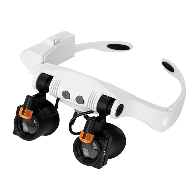 Headband Magnifier with LED Lights, 21 Interchangeable Lenses for Watch Repair, Jewelry Work, 6X 7X 10X Magnification