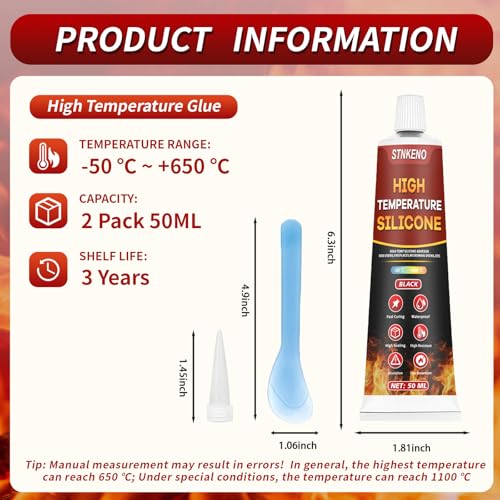 High Temperature Glue, 3.53 Oz Heat Resistant Silicone Adhesive