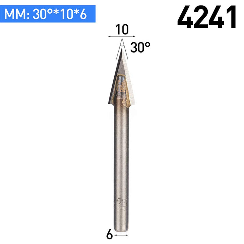 HUHAO 5PCS 30 DegreeV Bit Engraving 2 Flute CNC Router Bits 6mm Shank Engraving Bits for Marble Granite Bluestone Woodworking 30°*10*6 5PCS