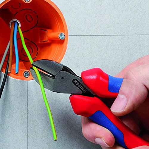 Knipex Tools 73 02 160 SB X-Cut Compact Box Joint Diagonal Cutter with Comfort Grip Handle, Red/Blue