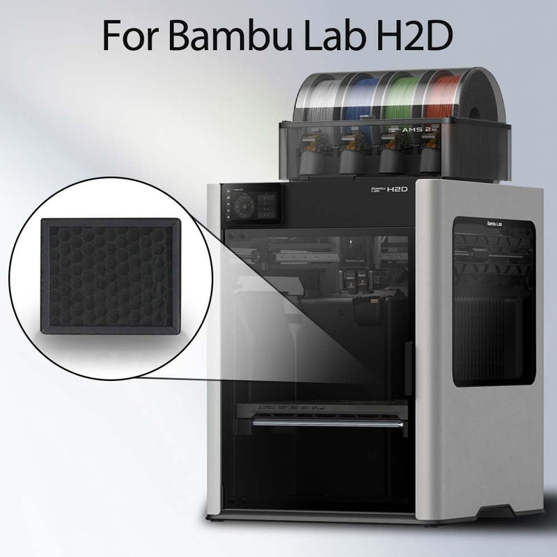 2Pcs H2D/H2S/H2C Air Filter Replacement with HEPA13 & Activated Carbon, 3D Printer Air Filter for Bambu Lab H2D/H2S/H2C, Reduce VOCs, PM2.5, UFP& Odors, Plug-and-Play Upgrade H2 Series Filter(2Pcs )