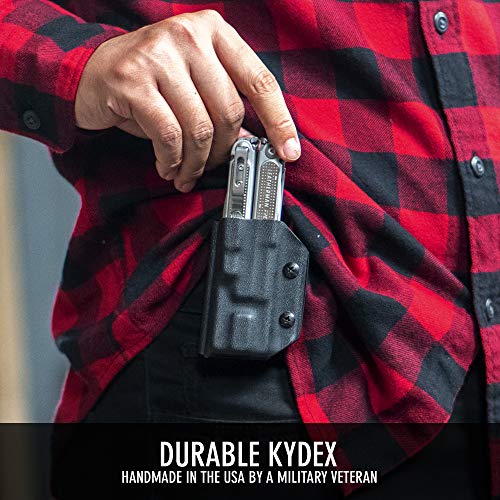 Clip & Carry Kydex Multitool Sheath for LEATHERMAN Free P4 - Made in USA (Multi-Tool not Included) EDC Multi Tool Holder Holster Cover Orange Carbon Fiber