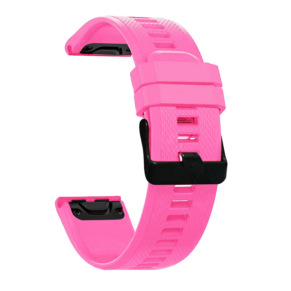 22mm Quick Fit Watch Band Compatible with Garmin Fenix 7/7 Pro/6/6 Pro/5/5 Plus Band Silicone, Soft Breathable Sport Wristband Bracelet Replacement Band for Garmin Descent G1/Quatix 7/6/5 Pink