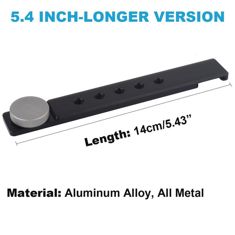 1/4 Cold Shoe Camera Extension Bracket for DJI Pocket 3, Hot Shoe Extension Camera Flash Bracket for Light, Mic, Compatible with Sony A6500 A6400 6300 6000, Aluminum-5.5" Long