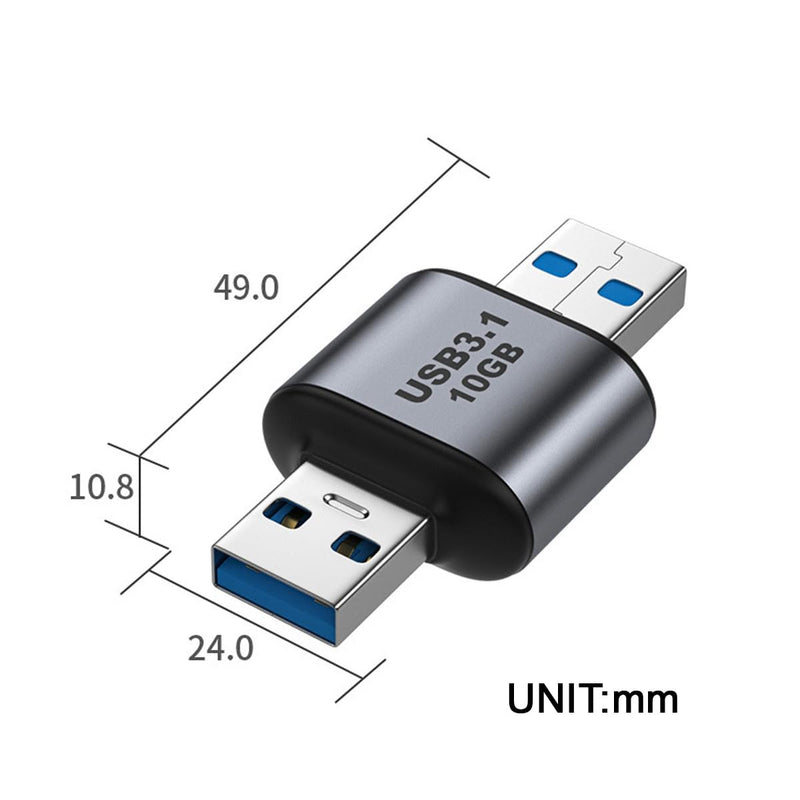 JSER USB 3.0/3.1 Type A Male Host to USB 3.0/3.1 A Male Device Data Adapter 10Gbps Extension Compatible with Laptop Desktop AM-AM