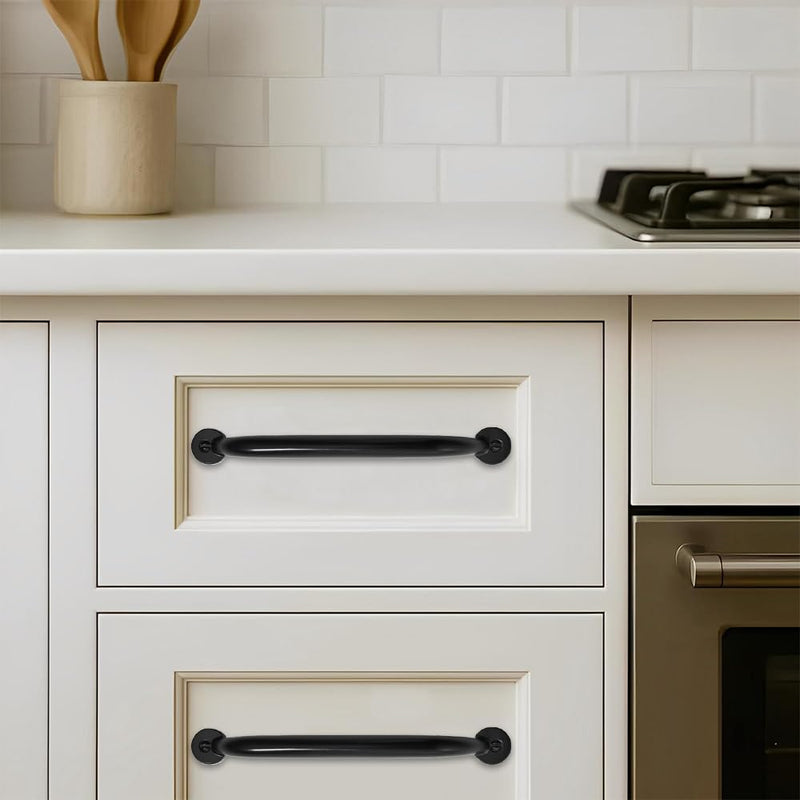 10 Pack 3 inch Hole Center Matte Black Cabinet Pulls - Heavy Duty Solid Drawer Hardware Handles Kitchen Vanity Bathroom Handles 3"(76mm) Hole Center 10