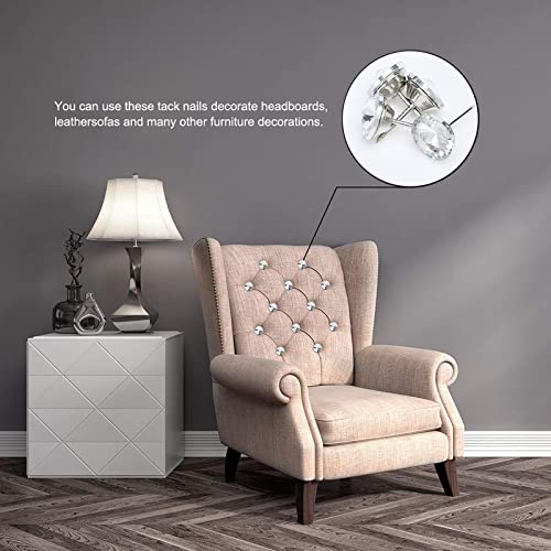 ZAYI 20mm Diamond Crystal Upholstery Nails Buttons Tacks Sofa Headboard Furniture Tacks Wall Decor 20pcs (20mm) 20 mm