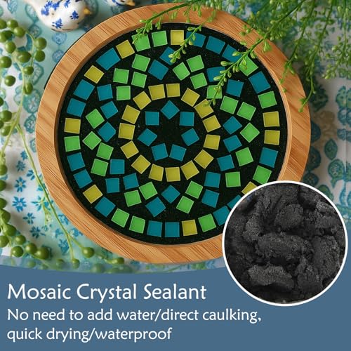 Black Mosaic Crystal Grout 200g, Mosaics Tile Tools, No Need to add Water, Direct caulking, Mosaic Crystal Sealant for All Tiles & Surfaces Black
