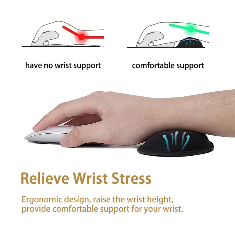 Wrist Rest for Mouse, Ergonomic Memory Foam Wrist Cushion Support Pad, Mouse Wrist Pad with Non-Slip Base for Typing Pain Relief, Office, Home, Gaming, Computer, Black