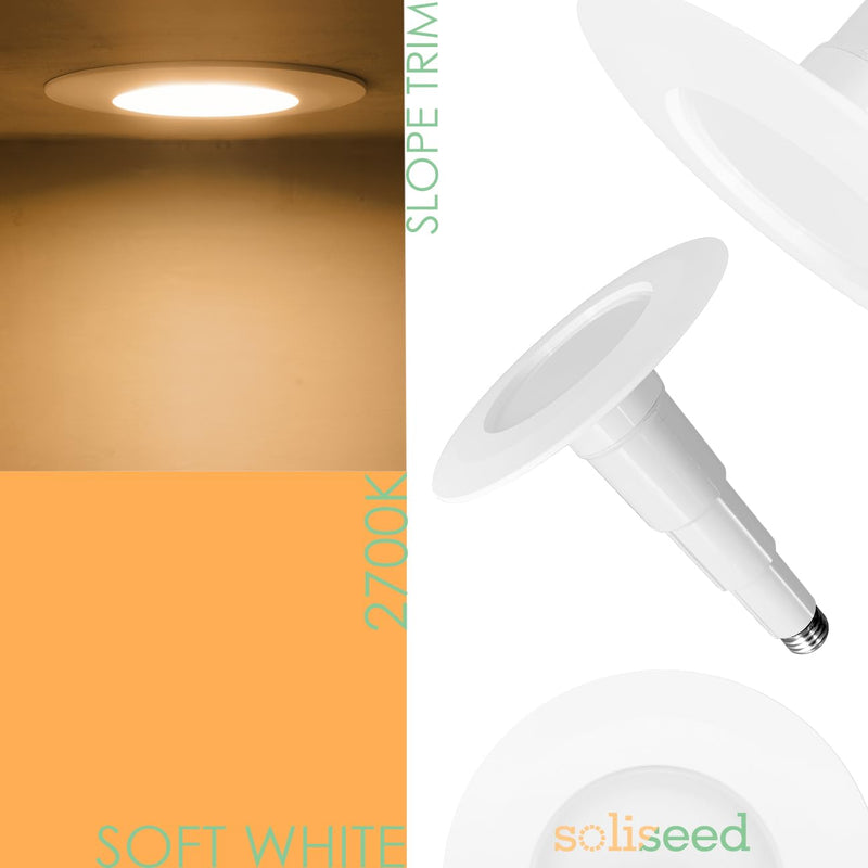 Soliseed 4 Inch LED Can Lights Length Adjustable Recessed Lights 2700K Soft White,Retrofit Downlight Replacement,9W=40W,500LM,Dimmable recessed Lighting,Easy to Install,4-Pack 2700K(Soft White) 4 Inch-4 Pack