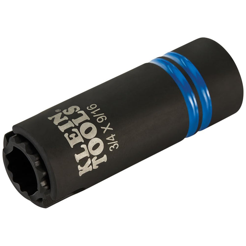 Klein Tools 66031 3-in-1 Slotted Impact Socket, 12-Point Deep Sockets, Coaxial Spring Loaded, 3/4 and 9/16-Inch Hex Sizes, 1/2-Inch Drive 3/4-Inch and 9/16-Inch Spring Loaded Socket
