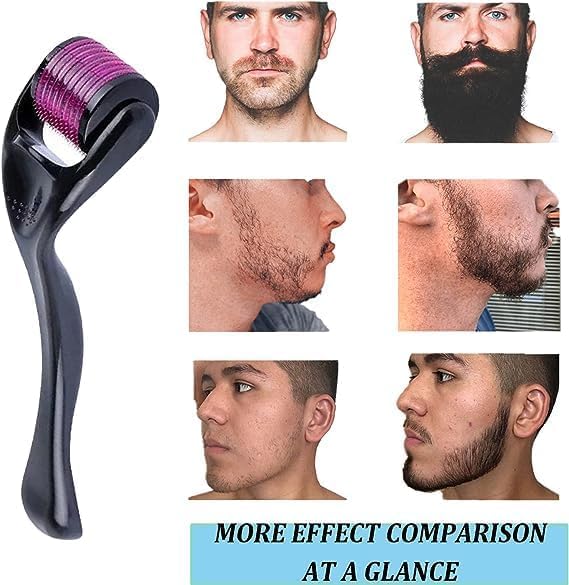Hair Growth Derma Roller 0.5mm for Men - Scalp Massager Microneedling Roller with 540 needles for Acne Scar Removal - Rosemary Oil Scalp Treatment- Beauty and Folic Stimulator 1.5mm Derma Roller