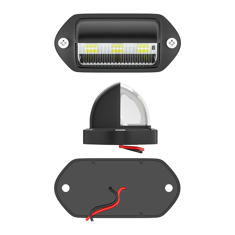 2 PACK License Plate Light, 12V 6-SMD LED License Plate Lamp Taillight for Truck SUV Trailer Van, Step Courtesy Lights, Dome/Cargo Lights Black 2-pack
