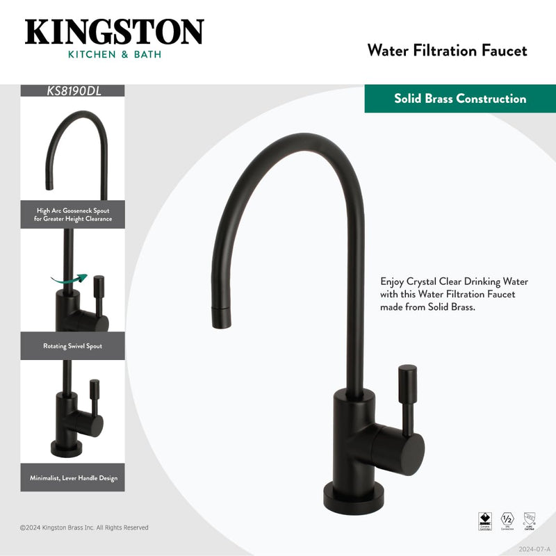 Kingston Brass KS8197DL Concord Single Handle Water Filtration Faucet, Brushed Brass