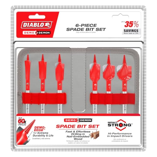 Diablo 6-Piece Set Demo Demon Spade Bit for Nail-Embedded Wood