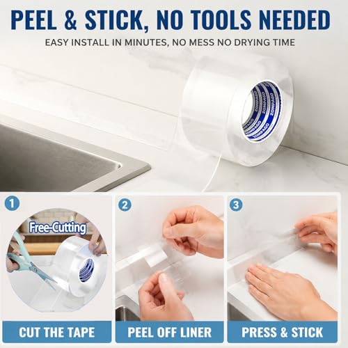 ZOMPAGO Waterproof Self Adhesive Caulk Tape Kitchen Sealing 1.38in x 32.8FT